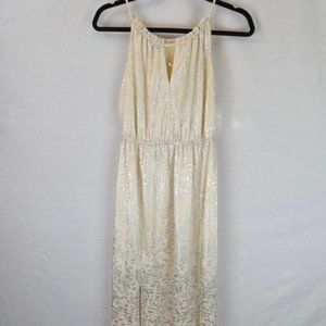 💥5/25 BCBG white and silver maxi dress w T back